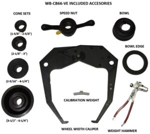 CB66-VE Accessories wheel balancer cones, wheel balancer width caliper, wheel balancer speed nut