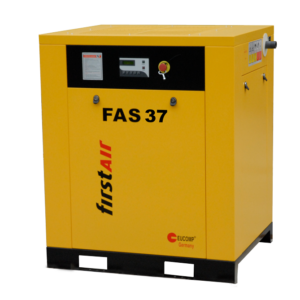 firstAIR FAS37 rotary screw air compressor. 50 HP motor generates 197CFM of compressed air.