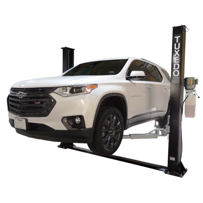 Tuxedo TP9KF-Tux two post car hoist 9k with white suv