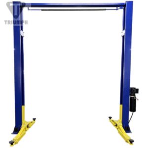 Triumph NTO-9AE 9,000 lb. capacity clear floor two post car lift.