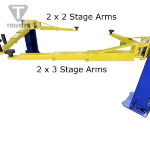 Triumph NTO-9AE 9,000 lb. capacity clear floor two post car lift.