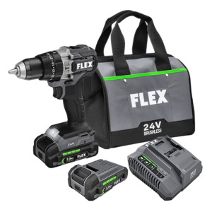 Flex Cordless FX1251 2 speed hammer drill kit. Includes 2.5Ah batteries, charger, and Flex bag