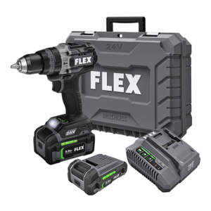 Flex FX1271T Hammer Drill Driver With Turbo Mode - Kit includes 2 batteries and charger.