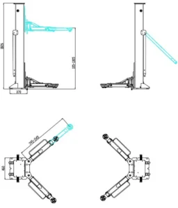 KaTool portable KT-PMRL200 2 post car lift. Rated for 8,000 lbs, rolls in and out. Easy to put away when not needed.