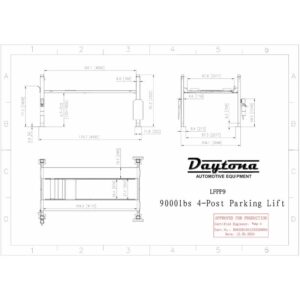 Daytona Automotive LFPP9, 9,000 lb 4 post storage parking car lift